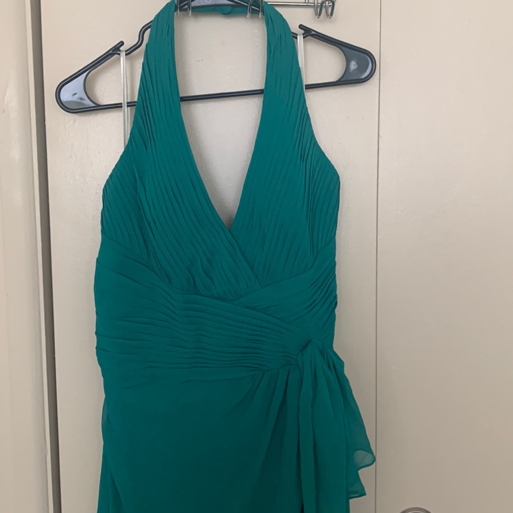 David’s Bridal green bridesmaid dress